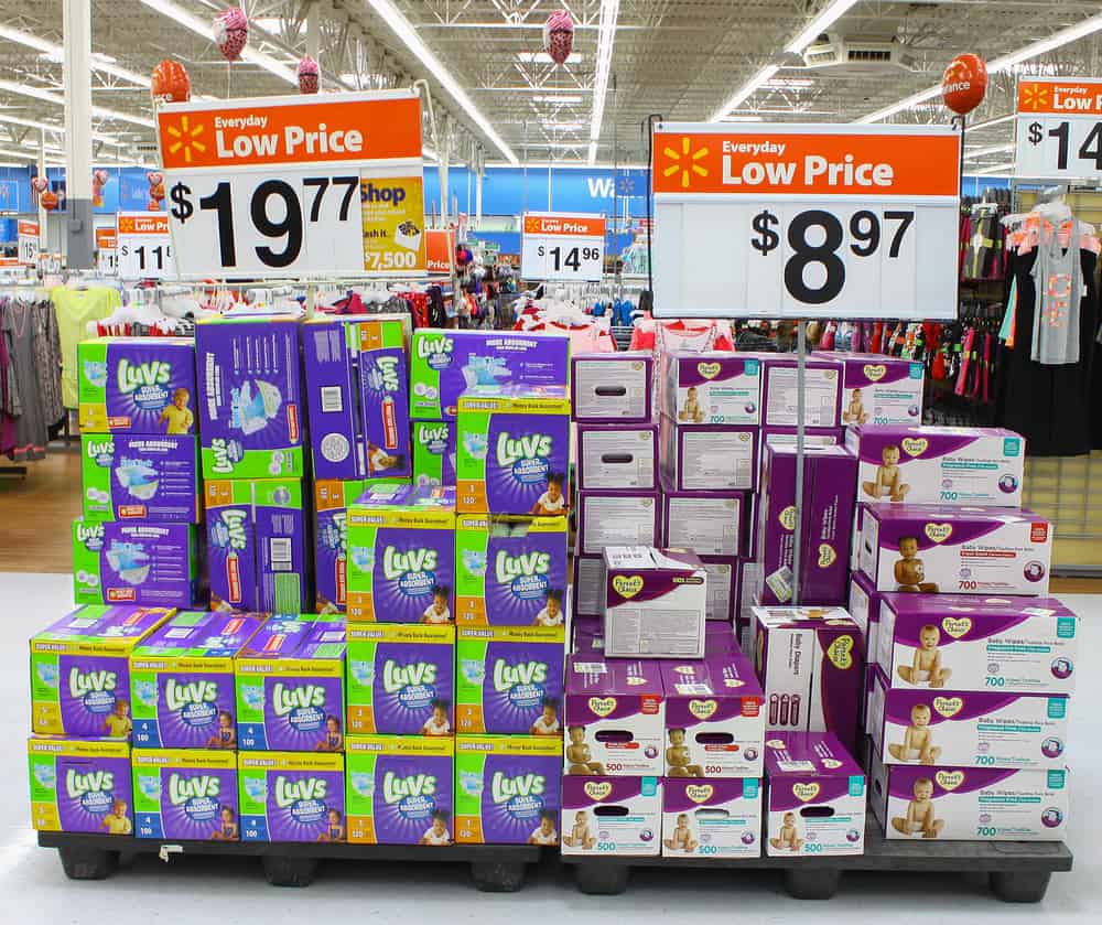 LUVS diapers on display for sale at Walmart